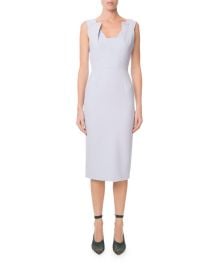 Roland Mouret Coleby Pleated V-Neck Fitted Sheath Dress at Neiman Marcus